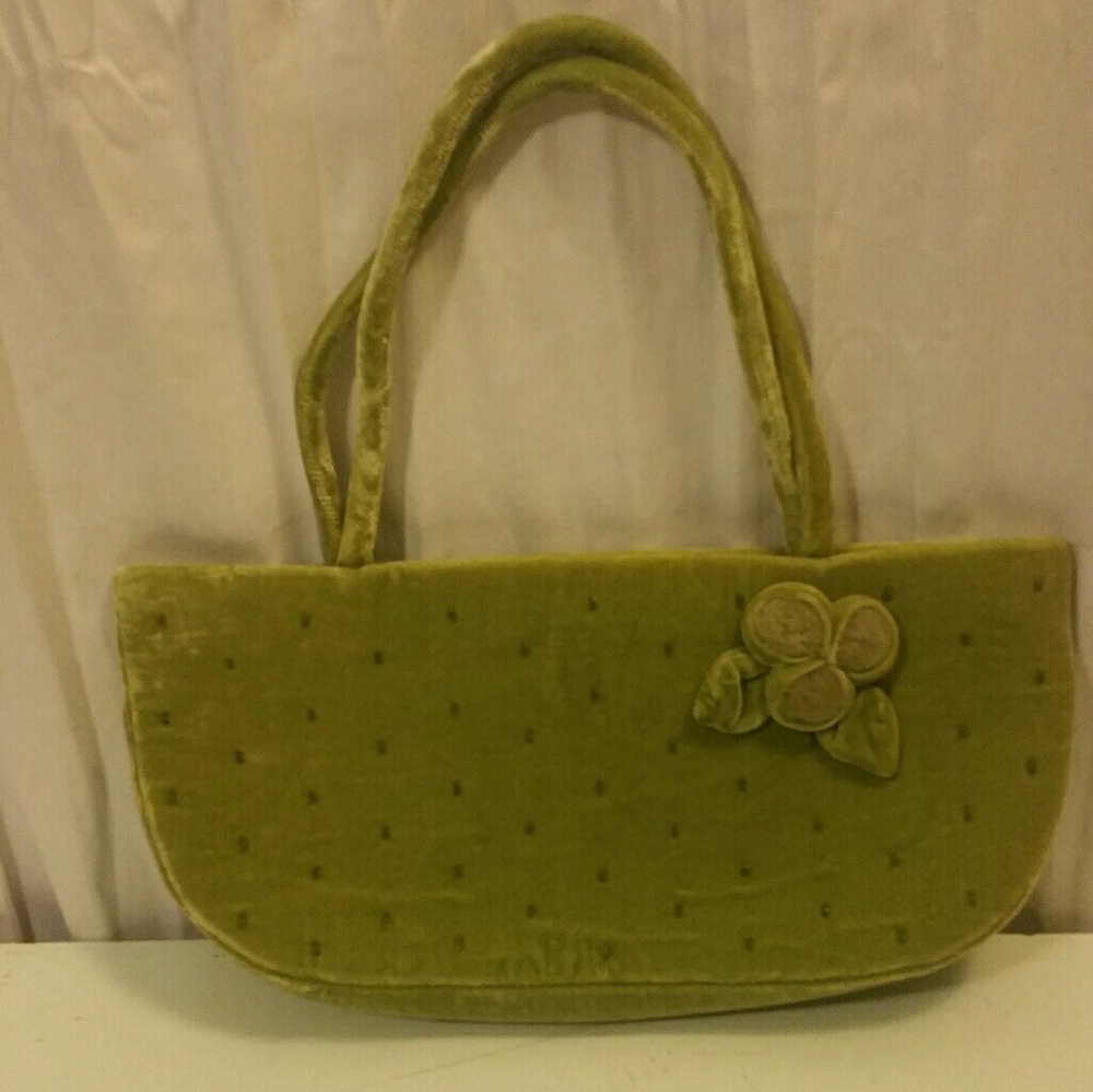 Vintage inspired olive green velvet purse